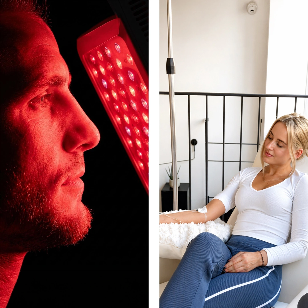 Kombinace s infuzí a červeným světlem